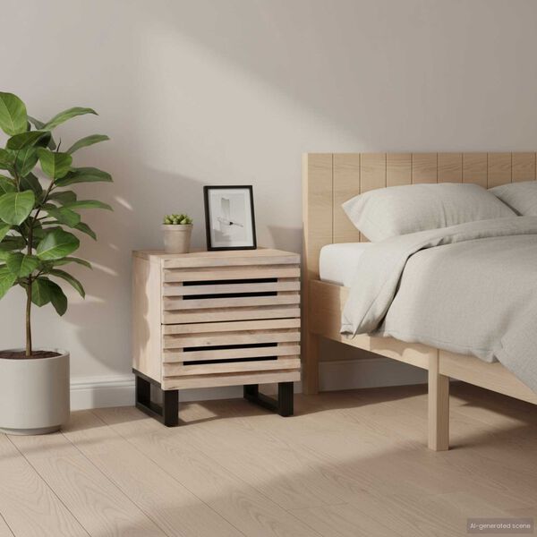 vidaXL Mesitas de noche 2 uds madera de mango blanqueado 40x34x46 cm