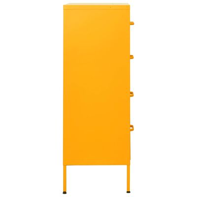 vidaXL Armario de cajones de acero amarillo mostaza 80x35x101,5 cm