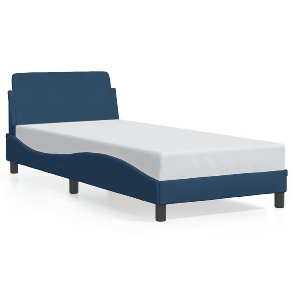 vidaXL Estructura de cama con cabecero Dover tela azul 90x190 cm