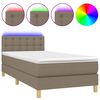 vidaXL Cama box spring con colch&oacute;n LED tela gris taupe 80x200 cm