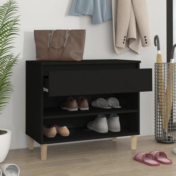 vidaXL Mueble zapatero madera contrachapada negro 70x36x60 cm