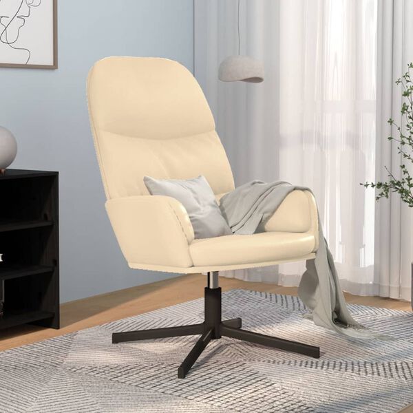 vidaXL Sill&oacute;n de relax de cuero sint&eacute;tico blanco crema