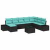 vidaXL Conjunto de sof&aacute; de jard&iacute;n 9 uds. Negro rat&aacute;n sint&eacute;tico