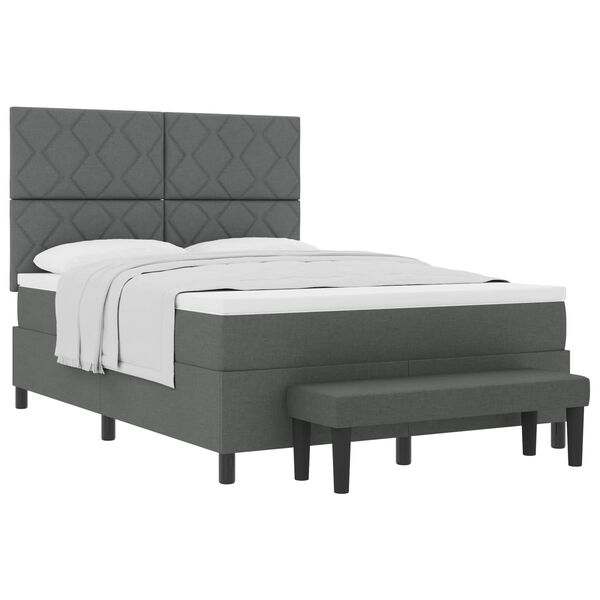 vidaXL Cama tipo Box Spring con colch&oacute;n Gris oscuro 140 x 190 cm tela