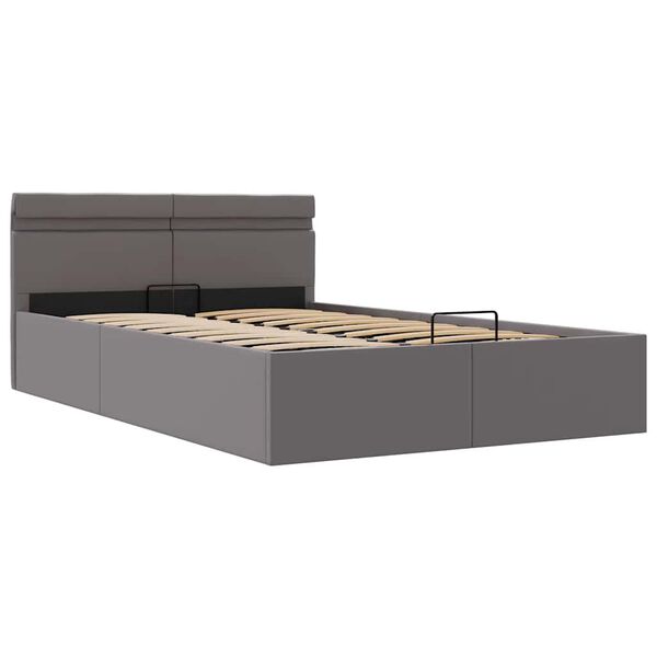 vidaXL Cama canapé hidráulica con LED cuero sintético gris 120x200 cm