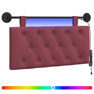 vidaXL Cabecero colgante Con luz LED Rojo vino Tela