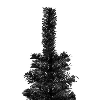 vidaXL Árbol de Navidad delgado con luces negro 240 cm