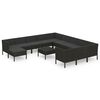 vidaXL Set de muebles de jard&iacute;n 13 pzas cojines rat&aacute;n sint&eacute;tico negro