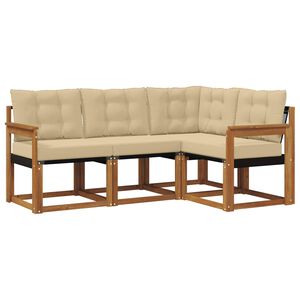 vidaXL Conjunto de sof&aacute;s de exterior con coj&iacute;n 4 pcs Natural y Beige