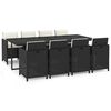 vidaXL Set de comedor de jard&iacute;n 9 pzas y cojines rat&aacute;n sint&eacute;tico negro