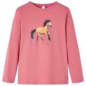 Camiseta infantil de manga larga rosa envejecido 104