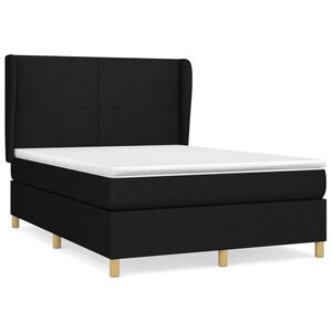 vidaXL Cama box spring con colch&oacute;n tela negro 140x200 cm