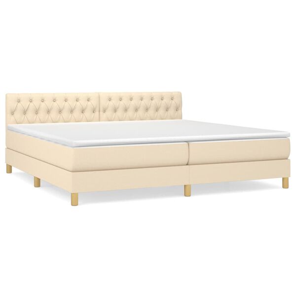 vidaXL Cama box spring con colch&oacute;n tela color crema 200x200 cm