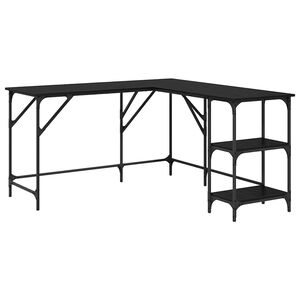 vidaXL Escritorio Roble Negro 139 x 139 x 75 cm Madera de ingenier&iacute;a