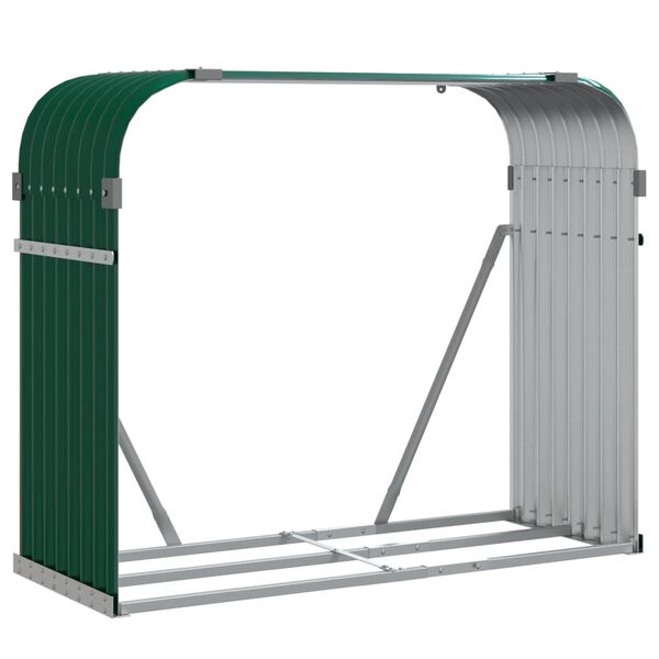 vidaXL Leñero de acero galvanizado verde 120x45x100 cm