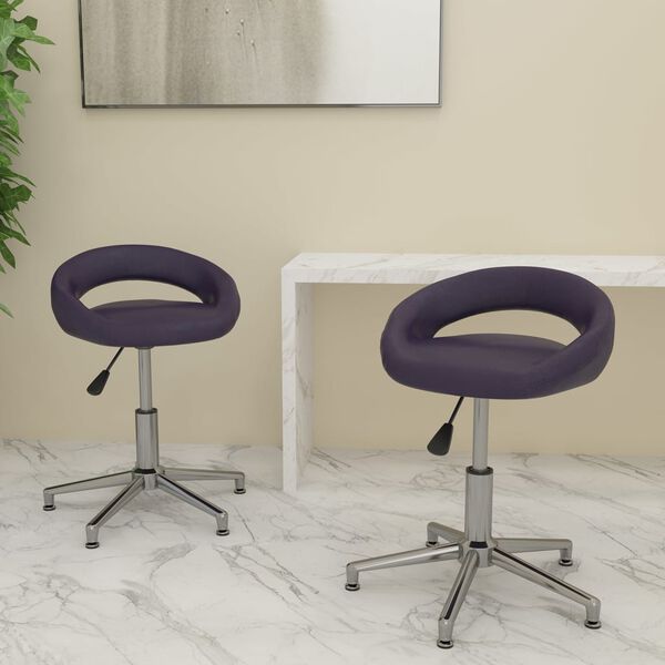 vidaXL Sillas de comedor giratorias 2 unidades cuero sint&eacute;tico morado