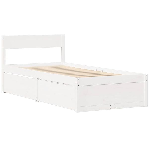 vidaXL Estructura de cama sin colch&oacute;n madera maciza blanca 90x190 cm