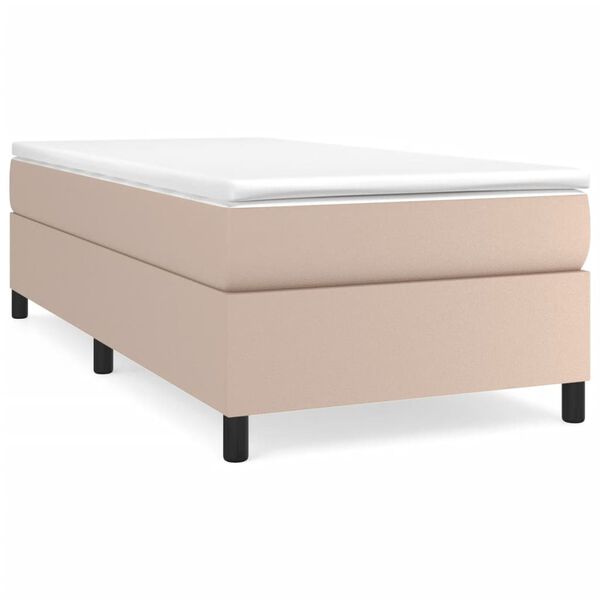 vidaXL Cama box spring con colch&oacute;n cuero sint&eacute;tico capuchino 90x190 cm