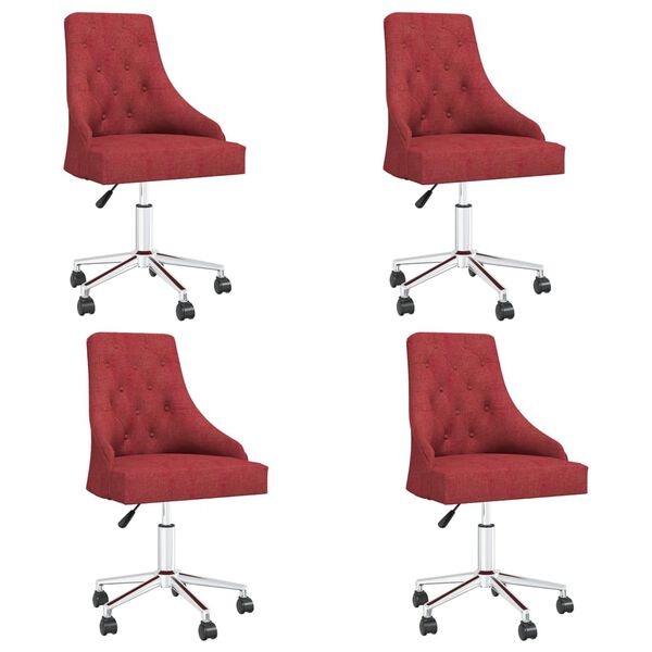 vidaXL Sillas de comedor giratorias 4 unidades tela rojo tinto