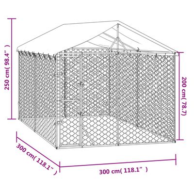 vidaXL Perrera de exterior con techo acero galvanizado plata 3x3x2,5 m