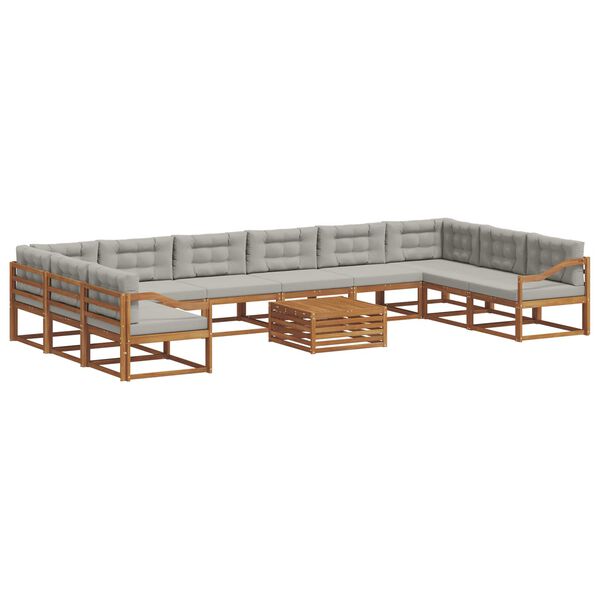 vidaXL Conjunto de sof&aacute;s de exterior 11 pcs Gris Natural y Claro