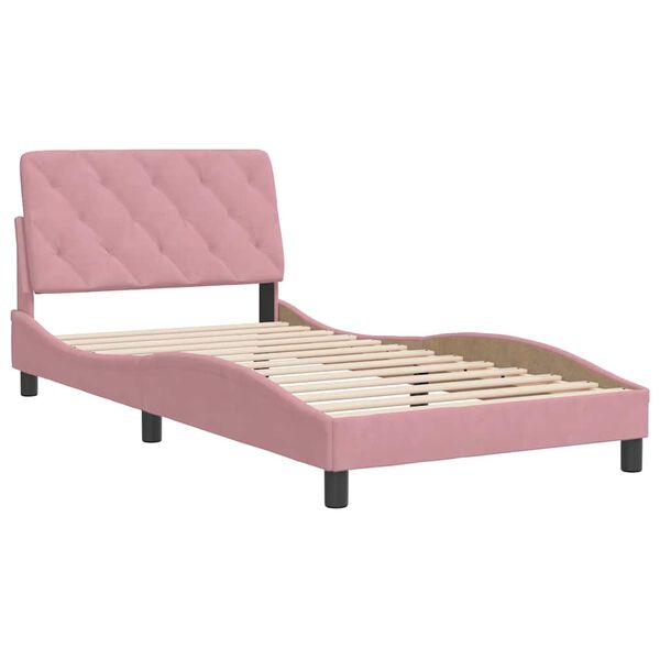 vidaXL Estructura de cama sin colch&oacute;n terciopelo rosa 100x200 cm