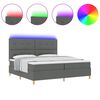 vidaXL Cama Box Spring LED con colch&oacute;n Gris oscuro 200 x 200 cm tela