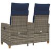 vidaXL Banco reclinable con mesa Gris y azul marino 126 x 65 x 112 cm