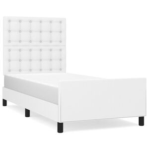 vidaXL Estructura de cama sin colch&oacute;n cuero sint&eacute;tico blanco 90x200 cm
