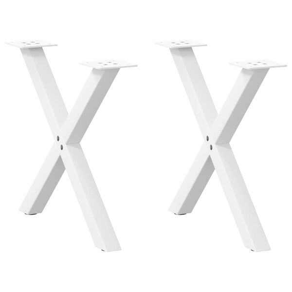 vidaXL Patas para mesa de centro en forma de X (2 unidades), color blanco, 60 x (42-43) cm, acero