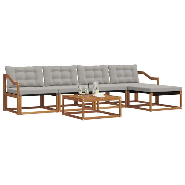 vidaXL Conjunto de sof&aacute;s de exterior 6 pcs Gris Natural y Claro
