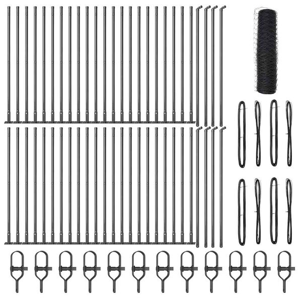 vidaXL Poste de Valla Gris 100 x 1 m (malla de 50 mm) Acero y PVC