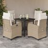 vidaXL Set comedor de jard&iacute;n 5 pzas con cojines rat&aacute;n sint&eacute;tico beige