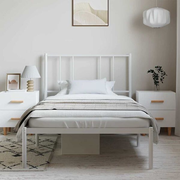 vidaXL Estructura cama sin colchón con cabecero metal blanco 100x200cm