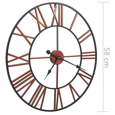 vidaXL Reloj de pared de metal rojo 58 cm