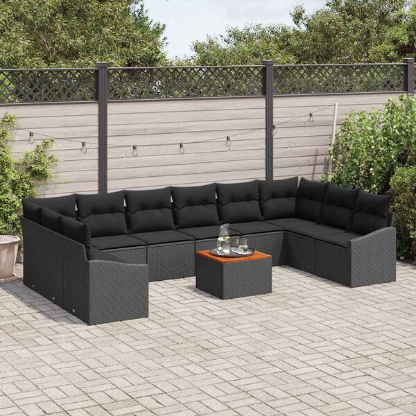 vidaXL Conjunto de sof&aacute; de jard&iacute;n 11 pcs Negro
