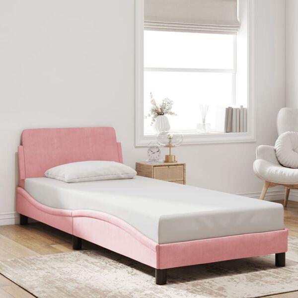 vidaXL Estructura de cama con cabecero Dover terciopelo rosa 80x200 cm