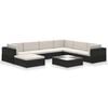 vidaXL Set de muebles de jard&iacute;n 8 pzas y cojines rat&aacute;n sint&eacute;tico negro