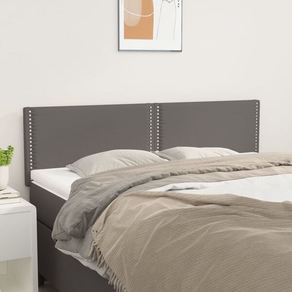 vidaXL Cabeceros cuero sint&eacute;tico gris 144x5x78/88 cm