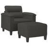 vidaXL Sill&oacute;n con taburete tela de microfibra gris oscuro 60 cm