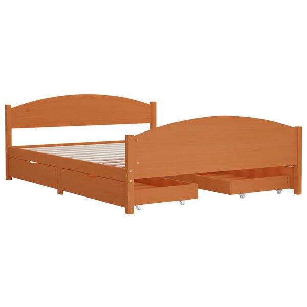 vidaXL Estructura de cama 4 cajones madera pino marr&oacute;n miel 160x200 cm