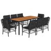 vidaXL Set de comedor de jard&iacute;n 9 pzas y cojines rat&aacute;n sint&eacute;tico negro