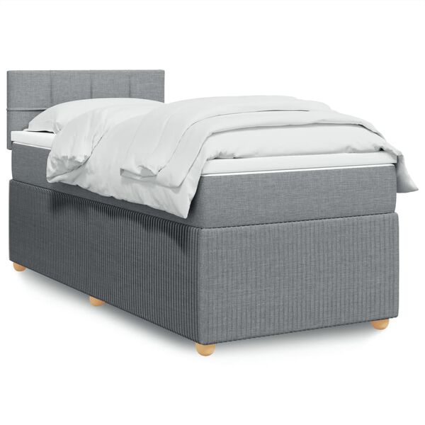 vidaXL Cama box spring con colch&oacute;n tela gris claro 100x200 cm