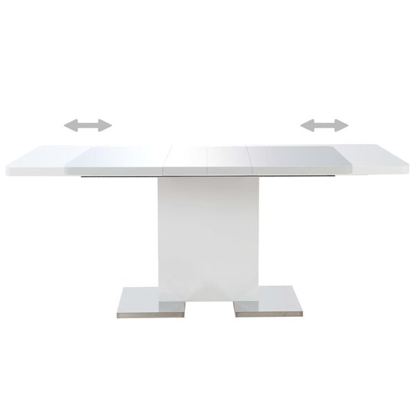 vidaXL Mesa de comedor extensible MDF blanco brillo 180x90x76 cm