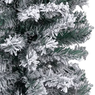 vidaXL Árbol de Navidad delgado con nieve PVC verde 120 cm