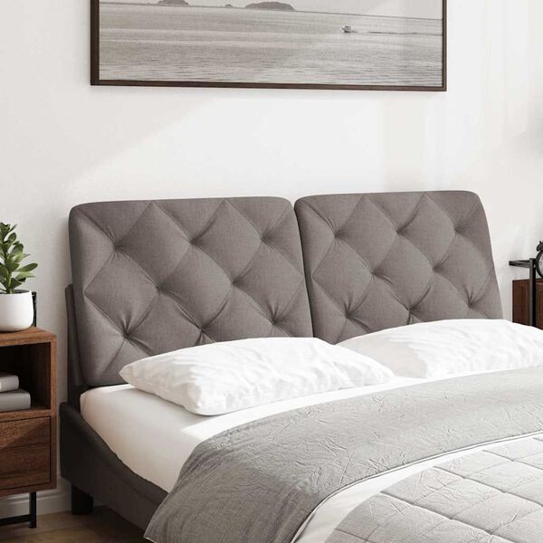 vidaXL Cabecero de cama acolchado tela gris taup&eacute; 140 cm