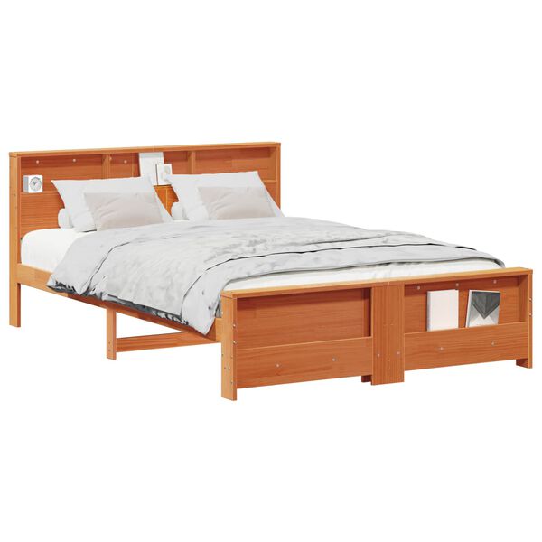 vidaXL Estructura de cama con cabecera Marr&oacute;n cera 150 x 200 cm