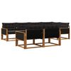 vidaXL Conjunto de sof&aacute;s de exterior 7 uds. Natural y negro