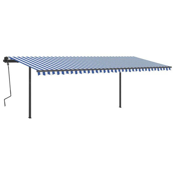 vidaXL Toldo autom&aacute;tico con LED sensor de viento azul y blanco 6x3 m