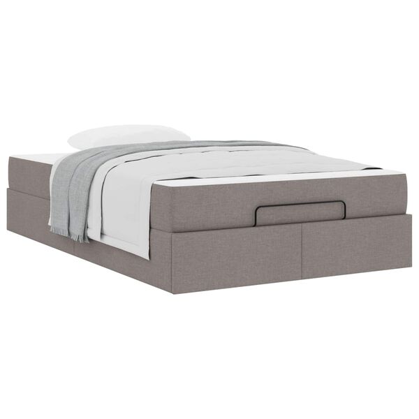 vidaXL Estructura de cama con colch&oacute;n con colch&oacute;n 2 pcs Taup&eacute; tela